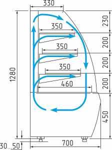 Витрина кондитерская Carboma K70 VV 1,3-1 STANDARD 9005-0430 (ВХСв-1,3д Люкс)