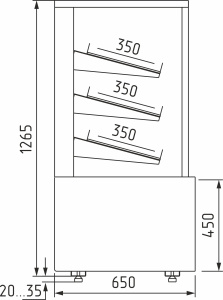 Витрина хлебная Carboma KC70 N 1,3-2 LIGHT Bread 9005-0430 (1,3 Cube без стекла)